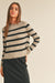 NYLAND Callie Striped Round Neck Sweater Coffee Black