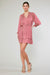 NYLAND Isabella Pleated 3/4 Sleeve Mini Dress Rose