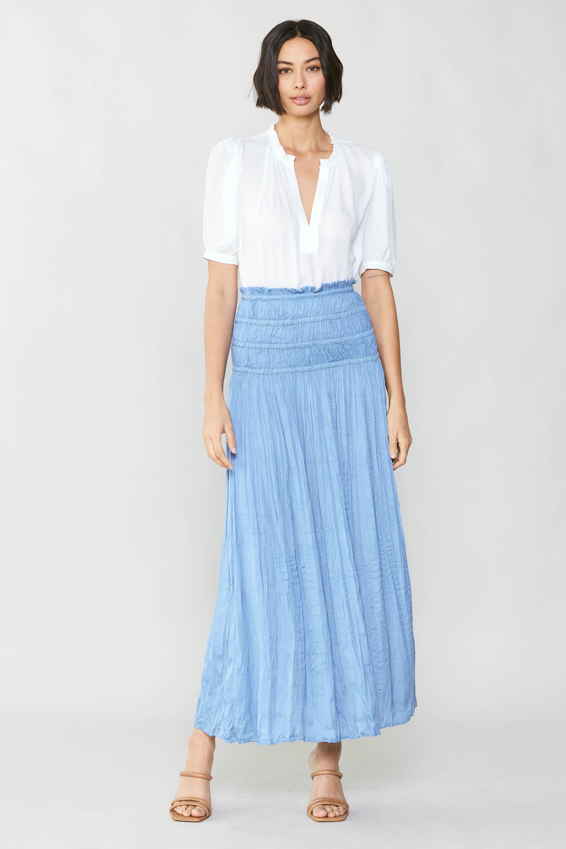 NYLAND Clara Smocked Waist Crinkle Maxi Skirt