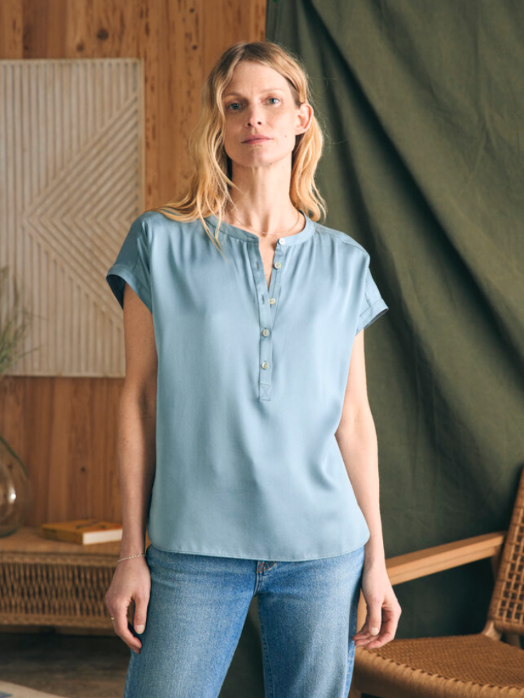 Faherty Sandwashed Silk Desmond Top LEad