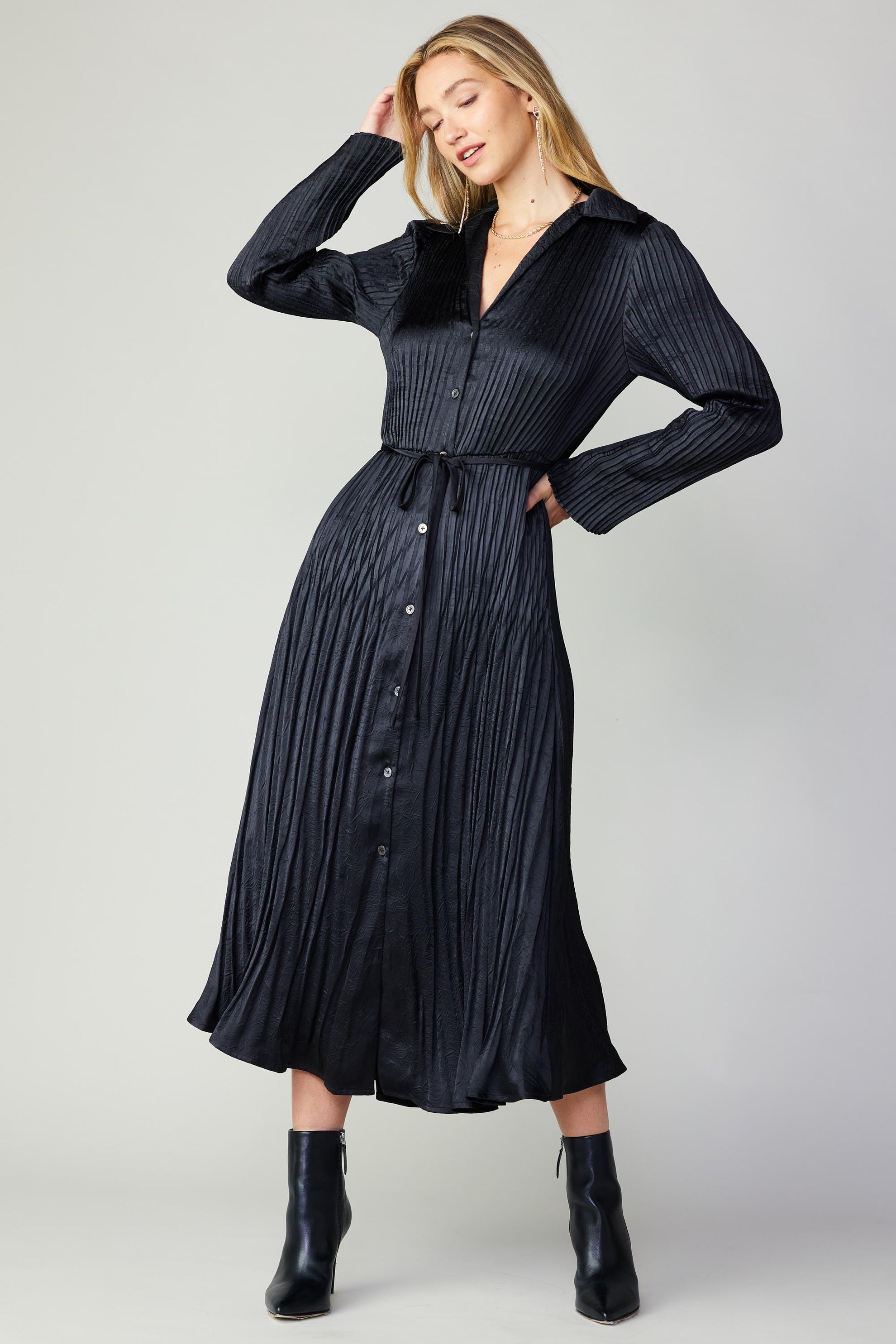 NYLAND Audrey LS Pleated Shirt Dress