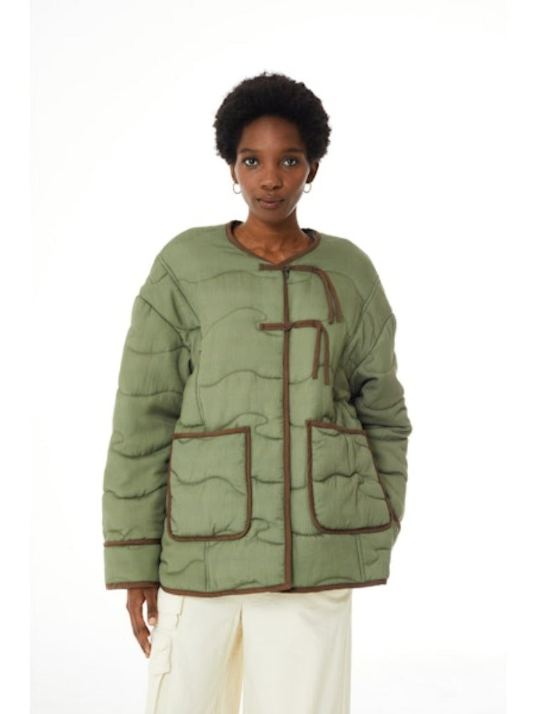 Find Me Now Quilted Knot Coat Boxwwod