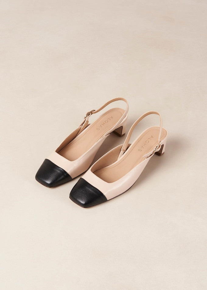 ALOHAS Lindy Leather Pumps Cream Black Bicolor