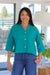 BIBICO Ava Oversized Blouse in Jade Linen