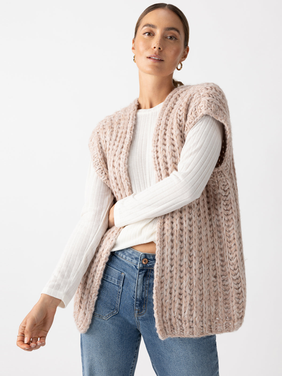 Sanctuary Chunky Sweater Vest Rosewood Marl
