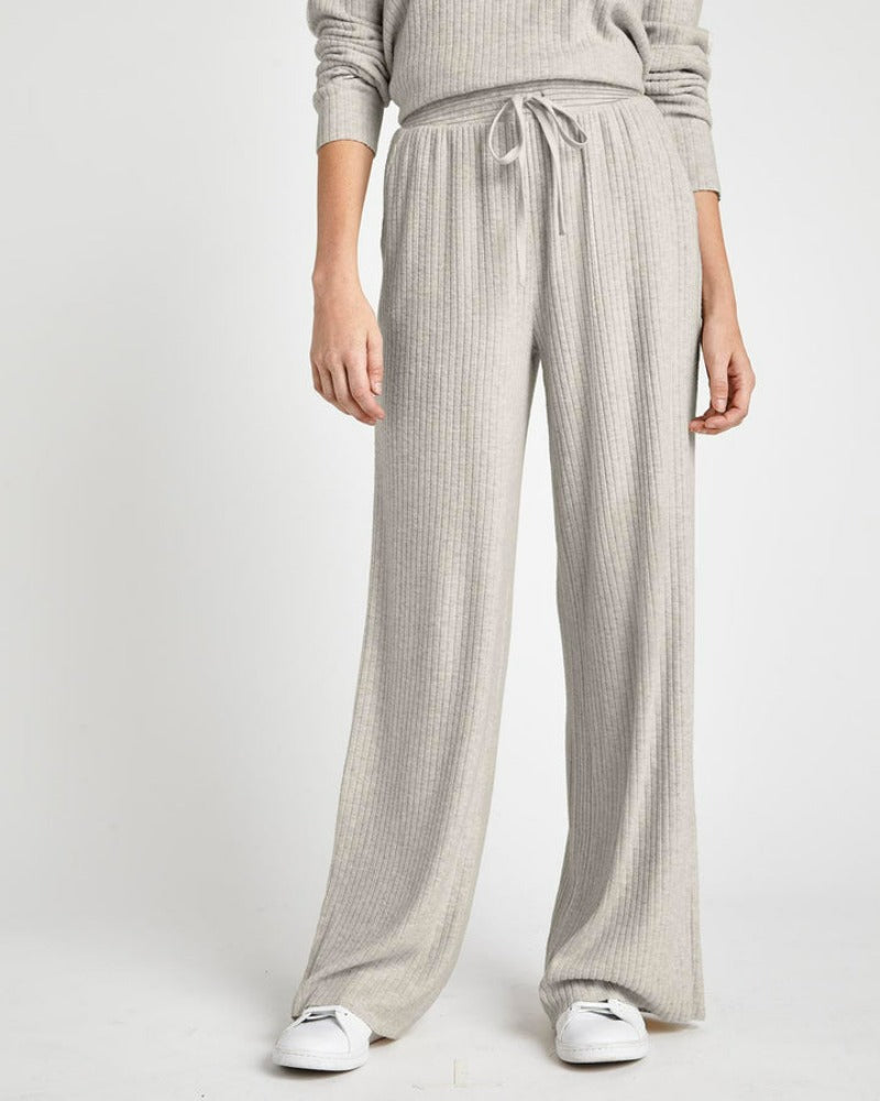 Splendid London Rib Wide Leg Pant Oat Heather