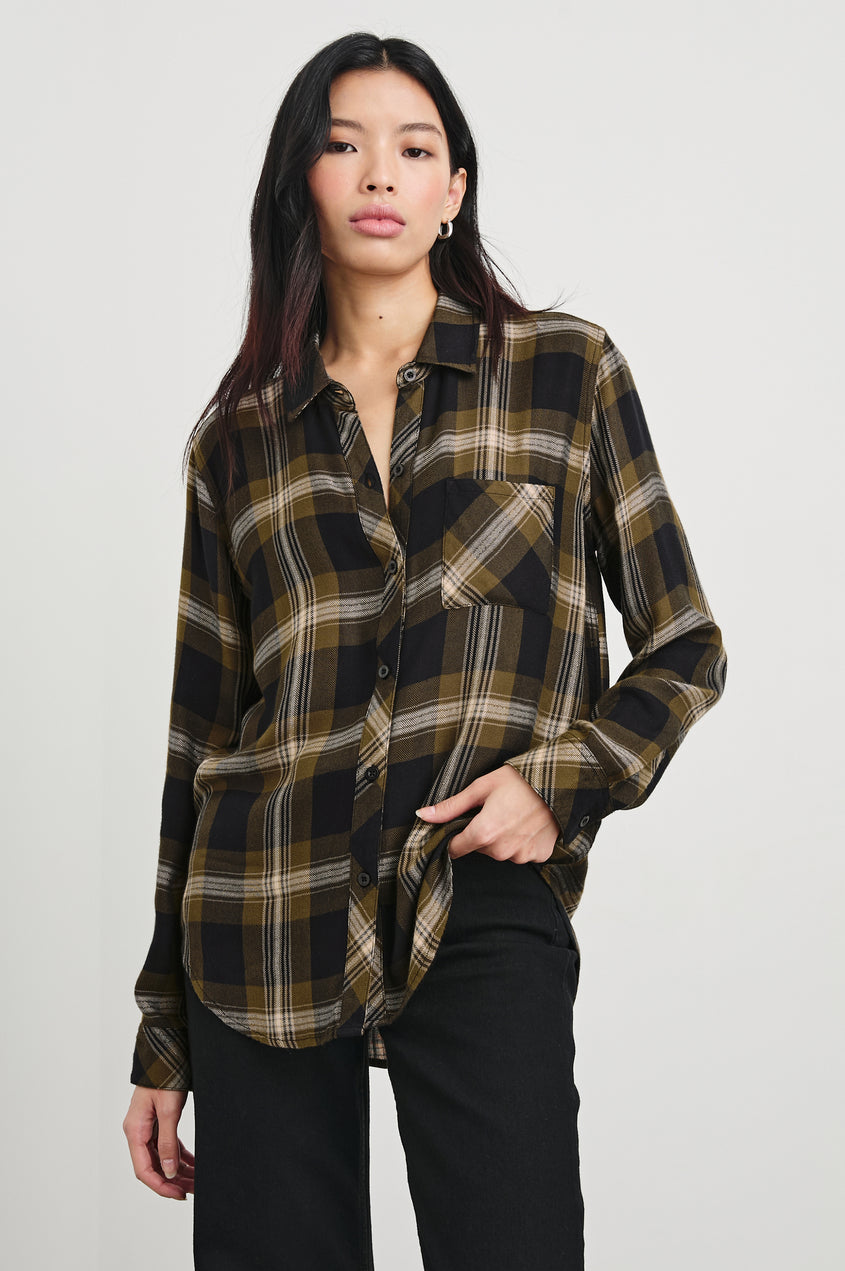 Rails Hunter Shirt in Black Carmel Lurex