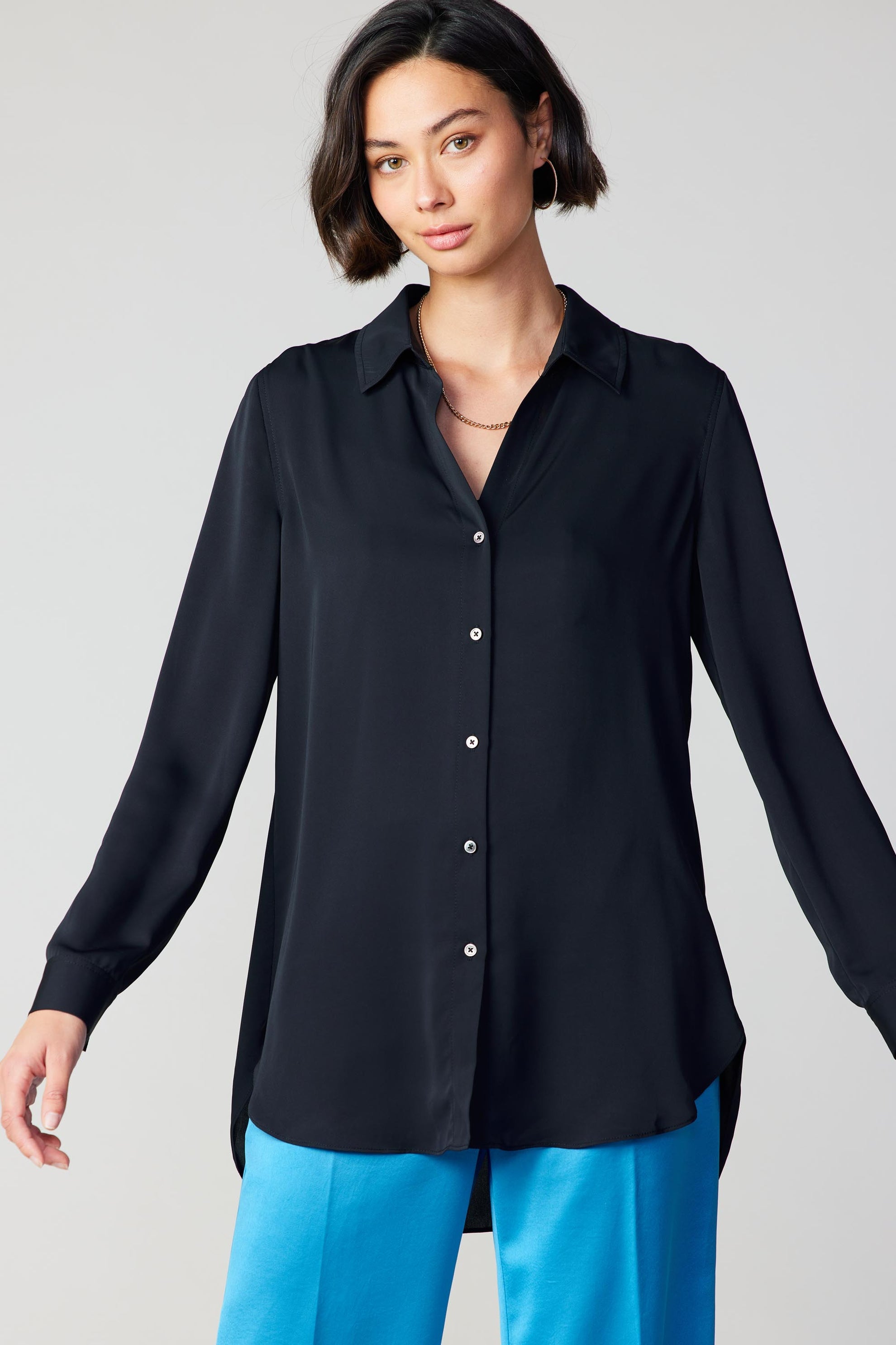 NYLAND Marion LS Spread Collar Button Down Black