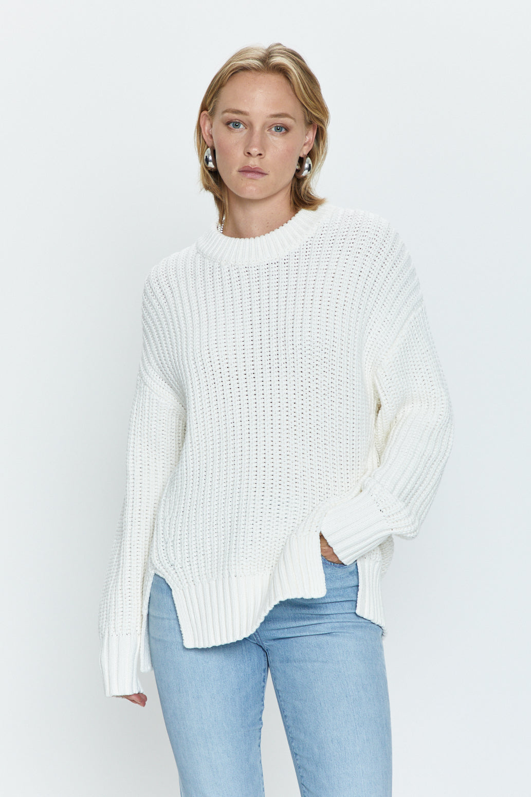 PISTOLA Helene Split Hem Sweater Ecru