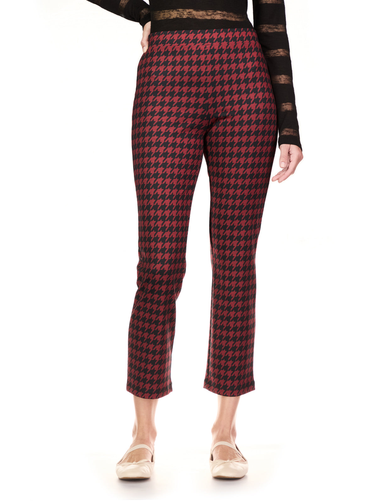 Sanctuary Carnaby Kick Crop in Classic Red Houndstooth