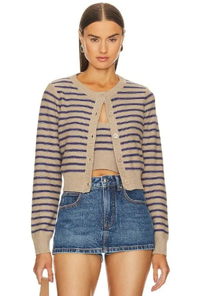 Stitches & Stripes Aubrey Cropped Cardi Chalk Combo