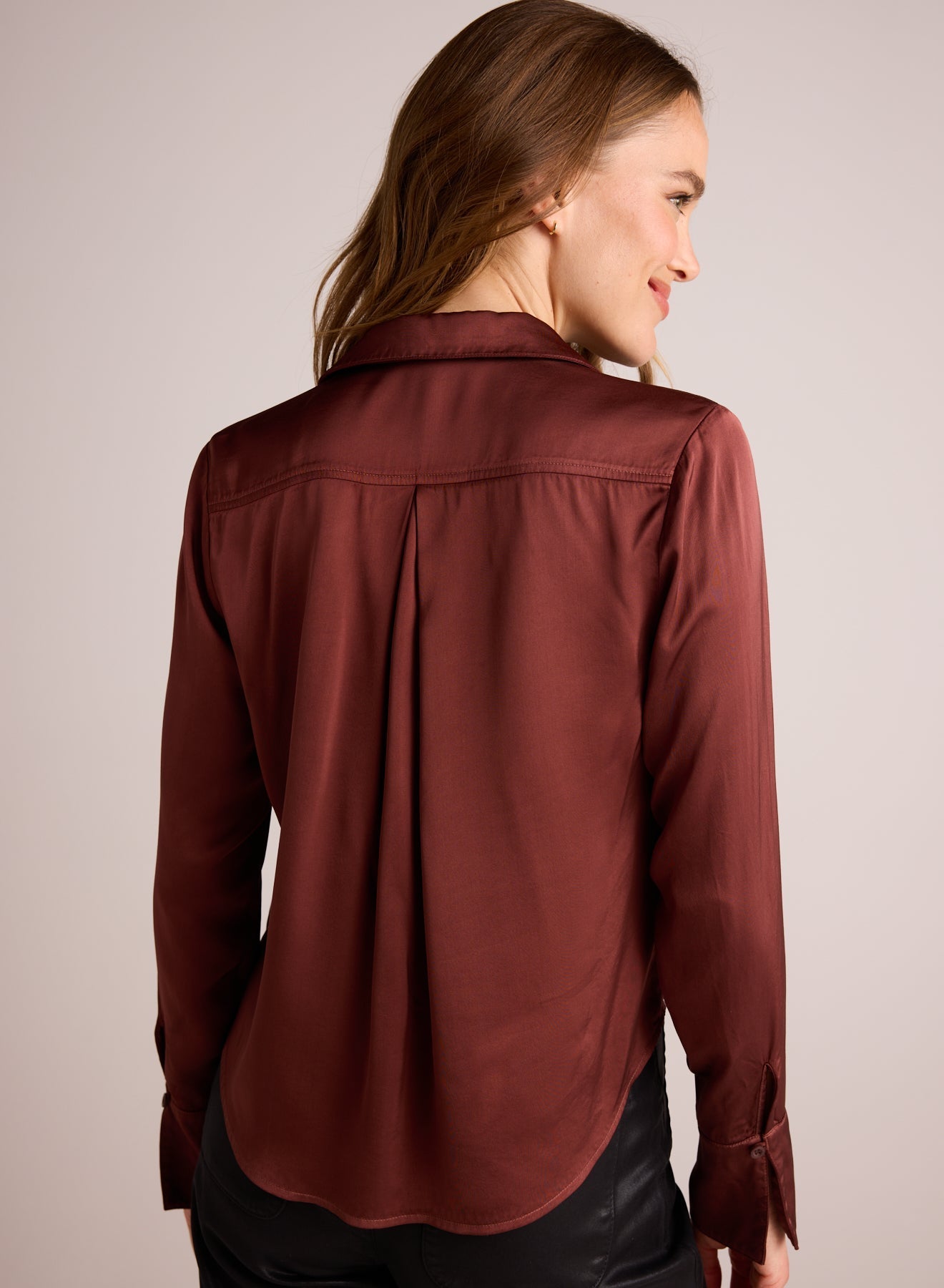 Bella Dahl High Low Hem Shirt Brandy Wine