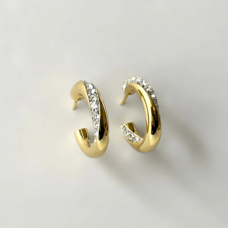 AU79 Astrid Twist Pavé Hoop Earrings