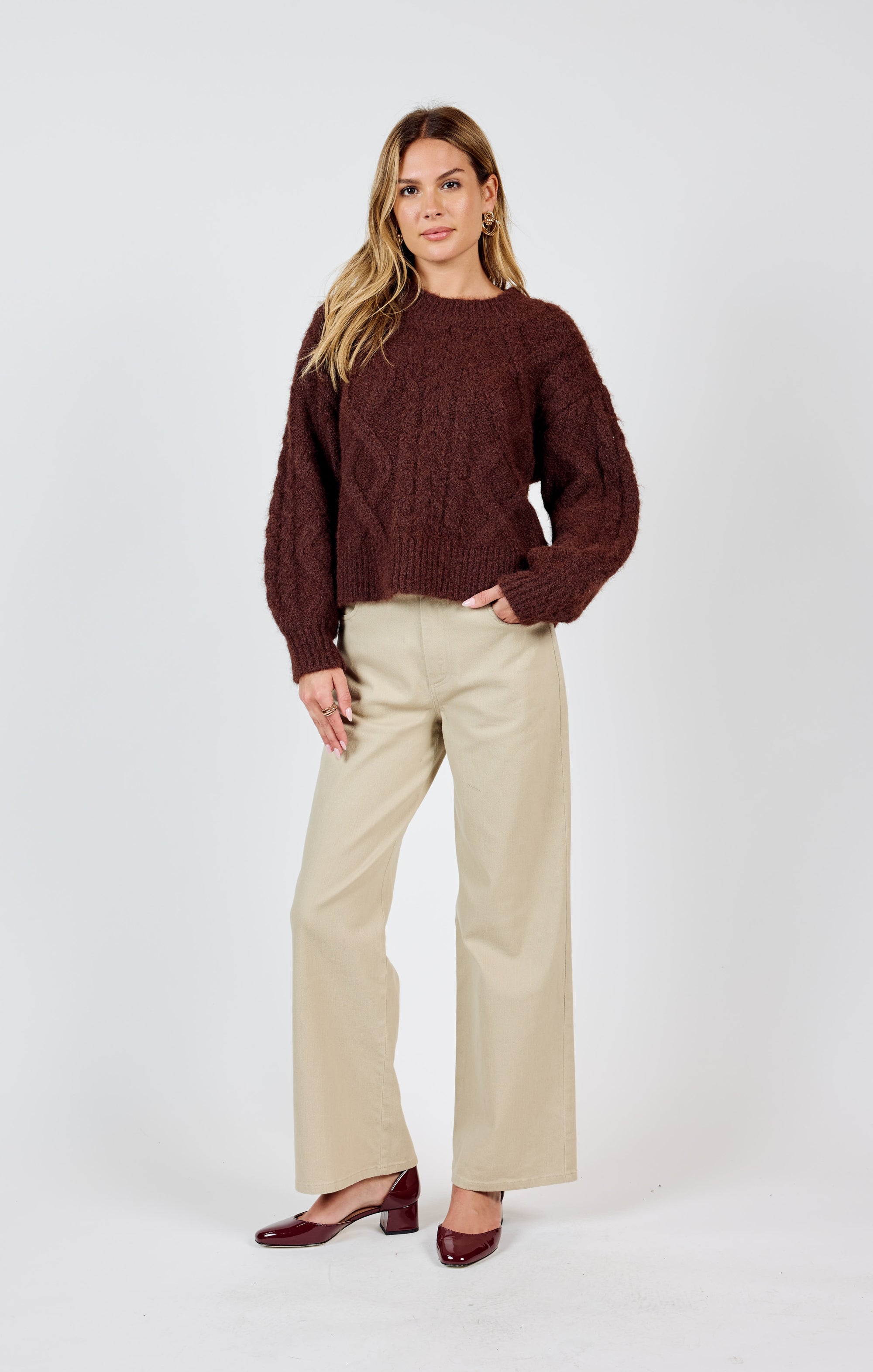 Sadie & Sage Join Hands Cable Knit Sweater