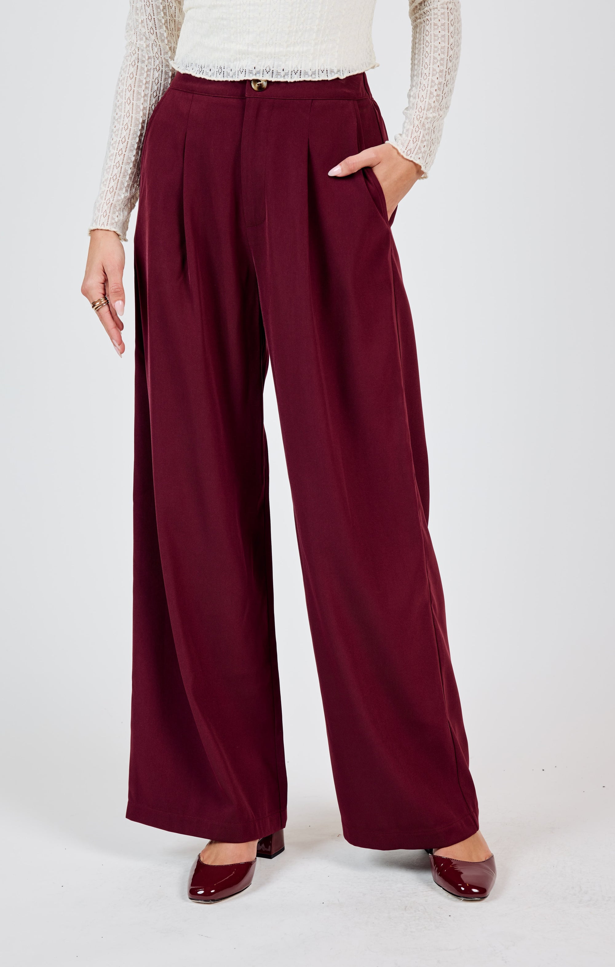 Sadie & Sage Silent Streets Wide Leg Pleated Pants