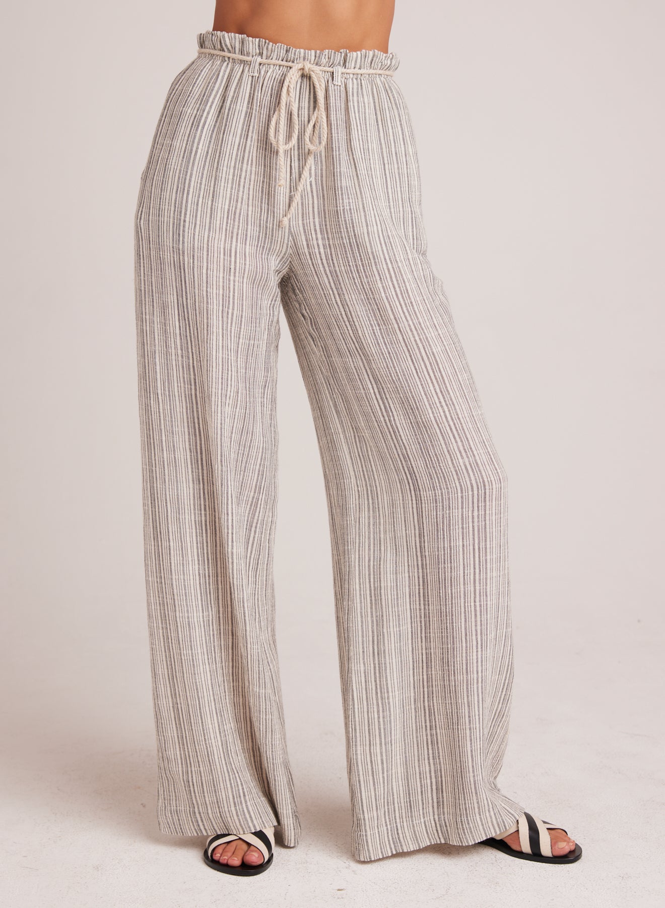 Bella Dahl Draw Cord Wide Leg Pant Eze Slub Stripes