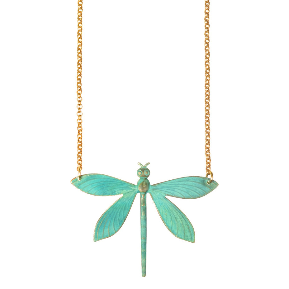 We Dream in Colour Patina Dragonfly Necklace