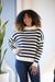 EMERSON FRY Carolyn Funnel Neck Sweater Navy Stripe