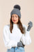 Hat Attack Cashmere Cuff Slouchy Beanie w/Real Fur Pom Charcoal