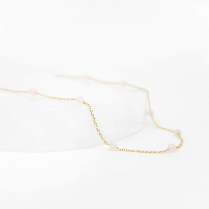 The Land of Salt Rose Quartz Drop Choker Necklace