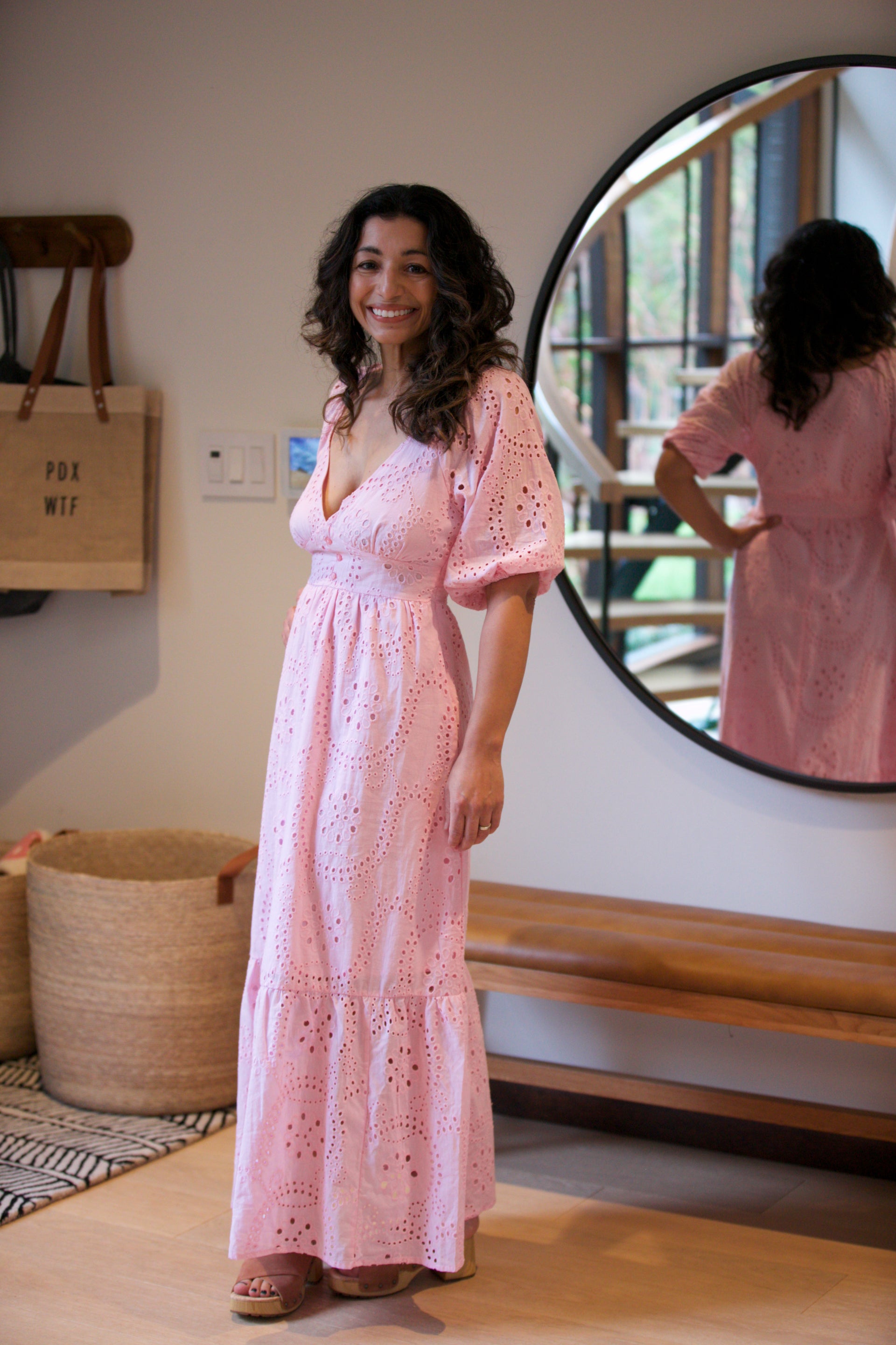 Sanctuary Maxi Eyelet Dress Pink